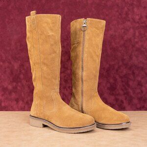 Barbour Women Carotto Wheat Suede Western Boho Cottage Knee Boots sz 7US UK5